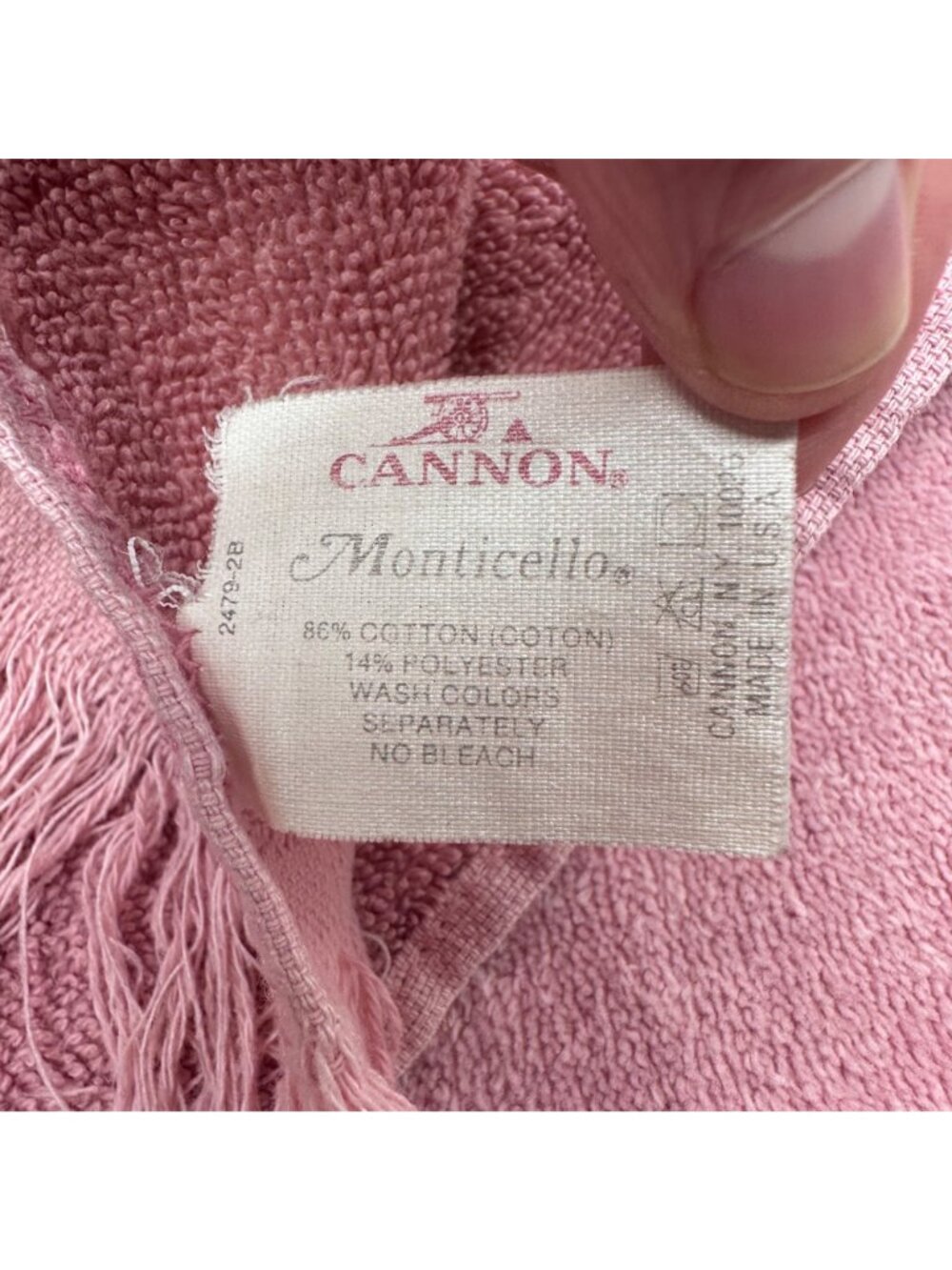 Vintage Bath Towel Cannon Monticello USA Pink Seashells 1980s Sculpted Retro - Picture 4 of 11
